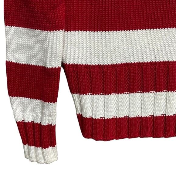 VTG TOMMY HILFIGER Patriotic Red White Blue Stripe Nautical Sweater Size Medium - Picture 4 of 7
